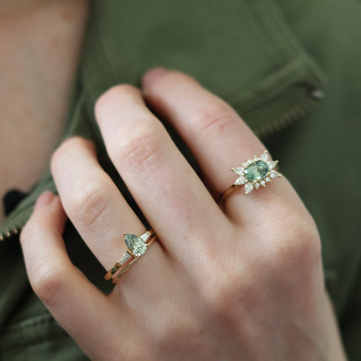 Aurelia Ring | Sage Green Montana Sapphire & Natural Diamonds in 14K Gold