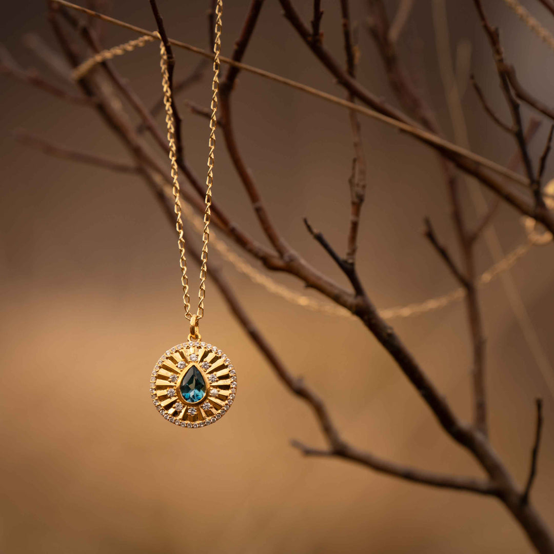 Flow Talisman Pendant | Blue Topaz in 14K Gold Vermeil