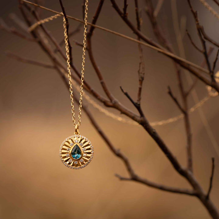 Flow Talisman Pendant | Blue Topaz in 14K Gold Vermeil