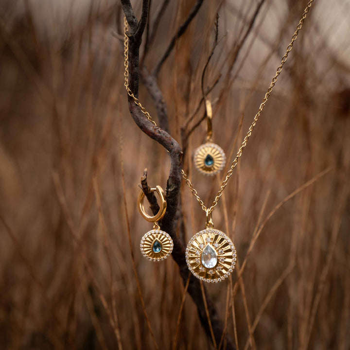 Flow Talisman Pendant | Blue Topaz in 14K Gold Vermeil