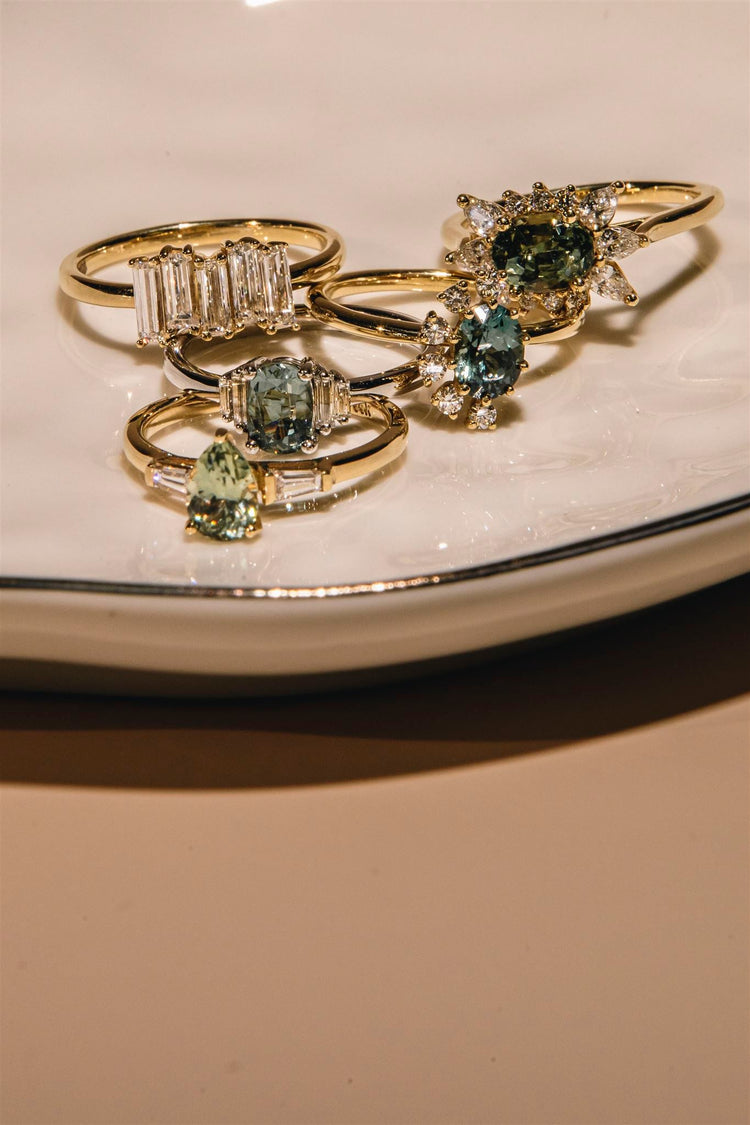 Gold diamond stackable custom rings