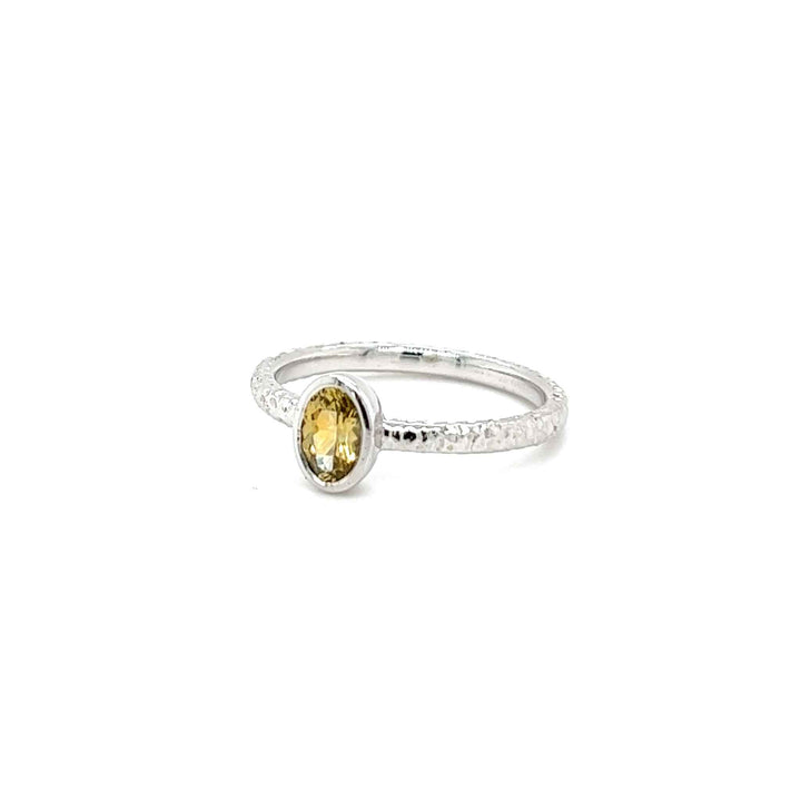 Rare yellow montana sapphire white gold bezel stackable ring custom jewelry
