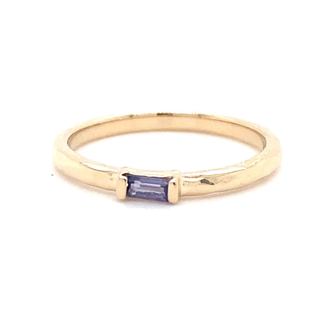 Custom stackable gold montana yogo sapphire ring