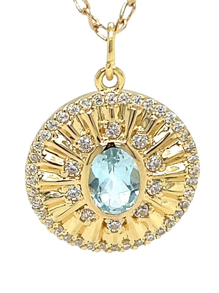 Flow Talisman Pendant | Blue Topaz in 14K Gold Vermeil