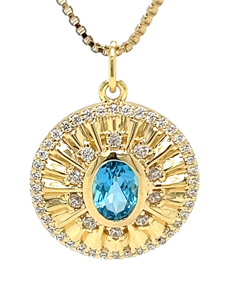 Flow Talisman Pendant | Blue Topaz in 14K Gold Vermeil