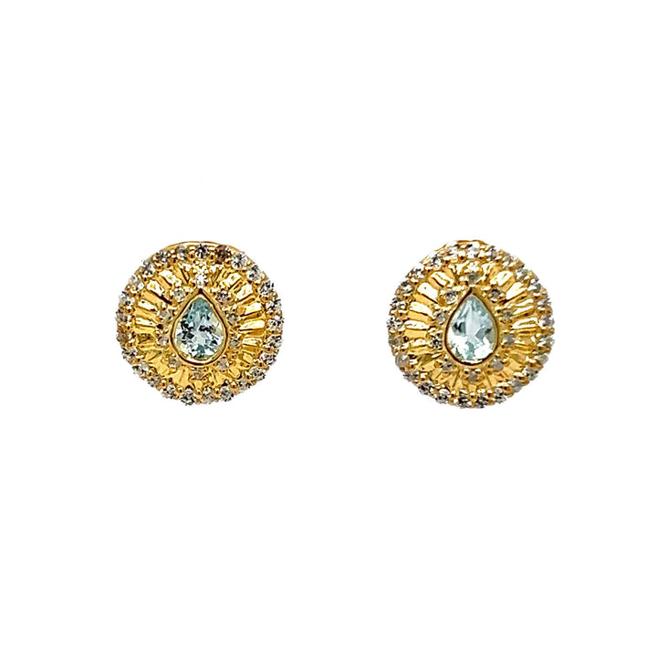 Custom ear stack coin stud earrings gold and gemstones
