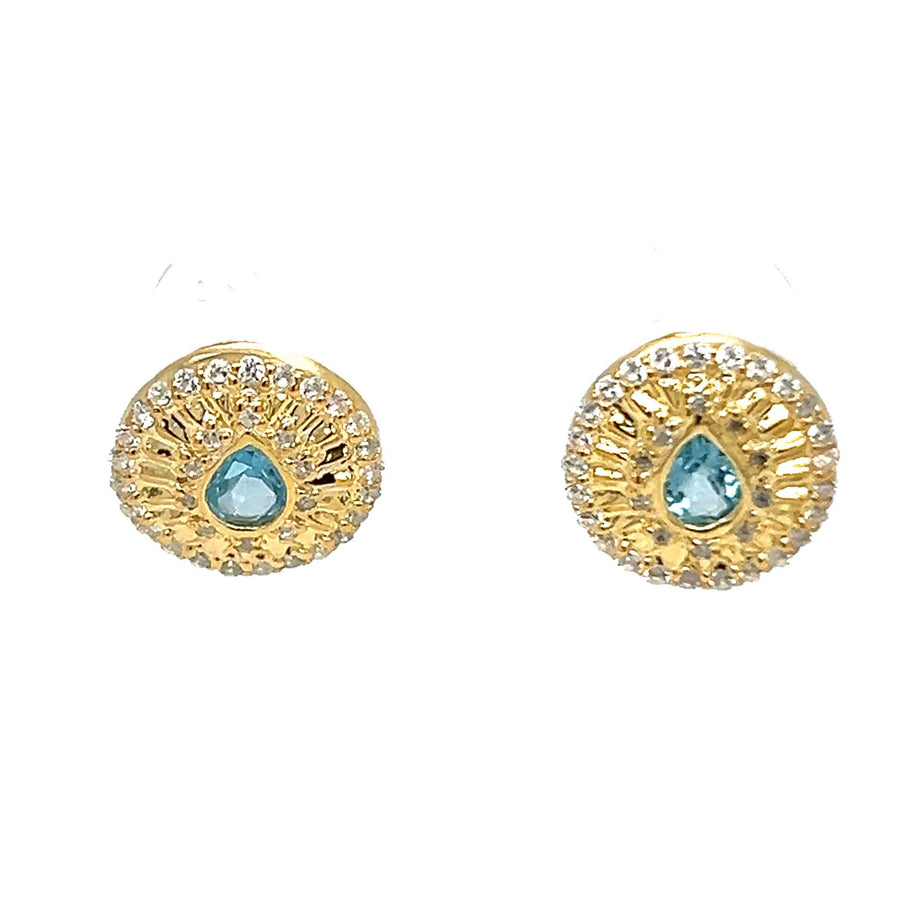 Custom ear stack coin stud earrings gold and gemstones