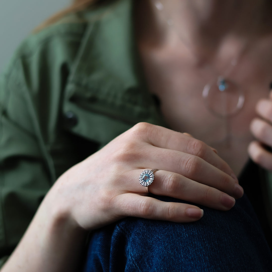 Headwaters Ring | Blue Topaz in 14K Gold Vermeil or Sterling Silver