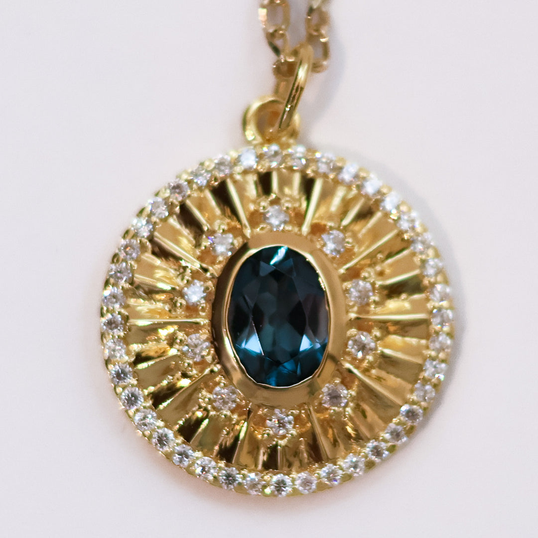 Flow Talisman Pendant | Blue Topaz in 14K Gold Vermeil