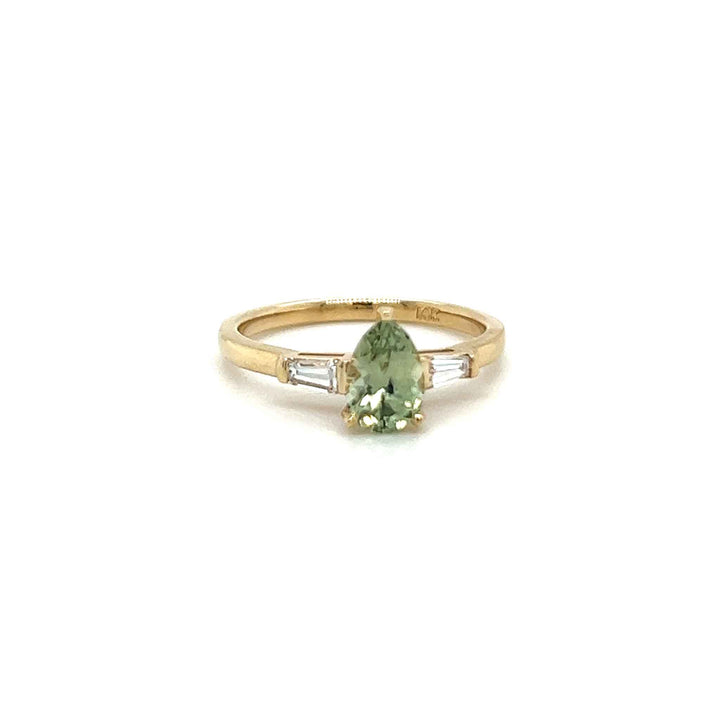 Rare green montana sapphire with diamonds gold unique custom engagement ring