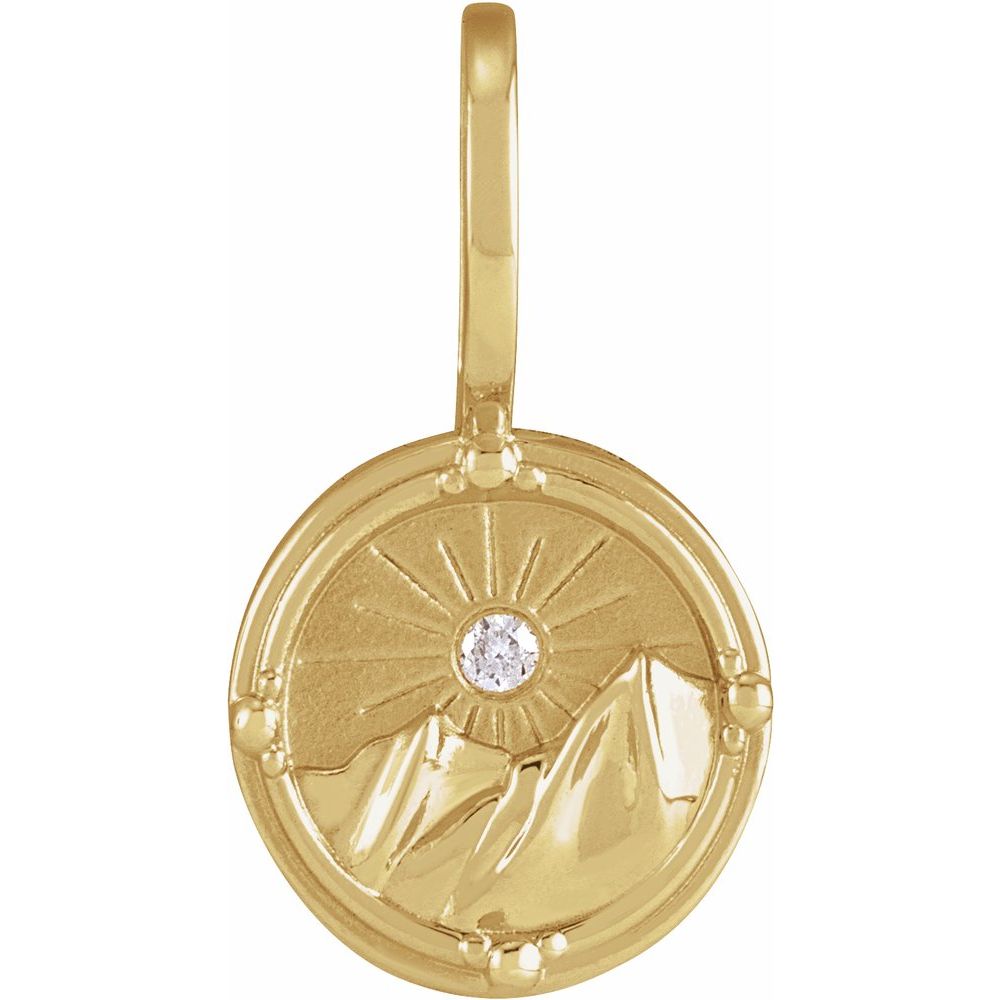 Gold pendant with a diamond on a white background