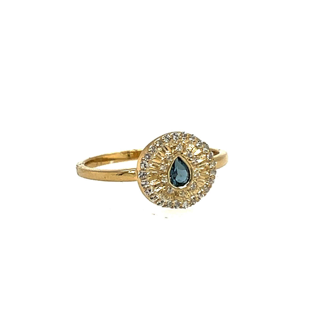 Petite coin stackable unique natural gemstone gold ring