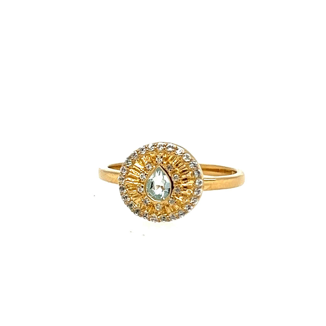 Petite coin stackable unique natural gemstone gold ring
