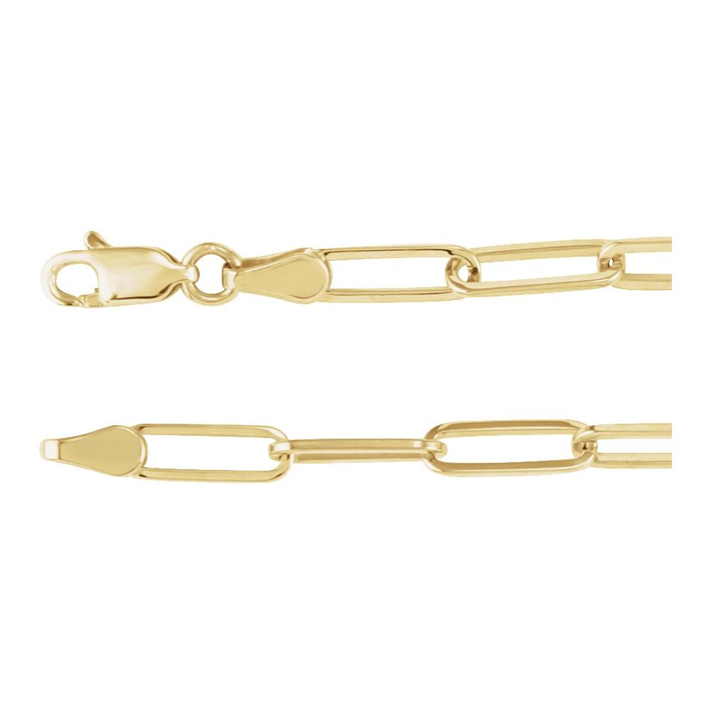 Gold chain with clasp on a white background