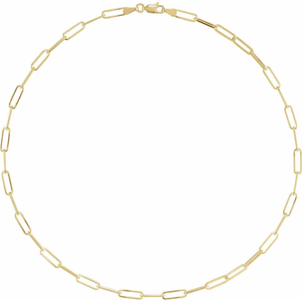Gold chain necklace on a white background