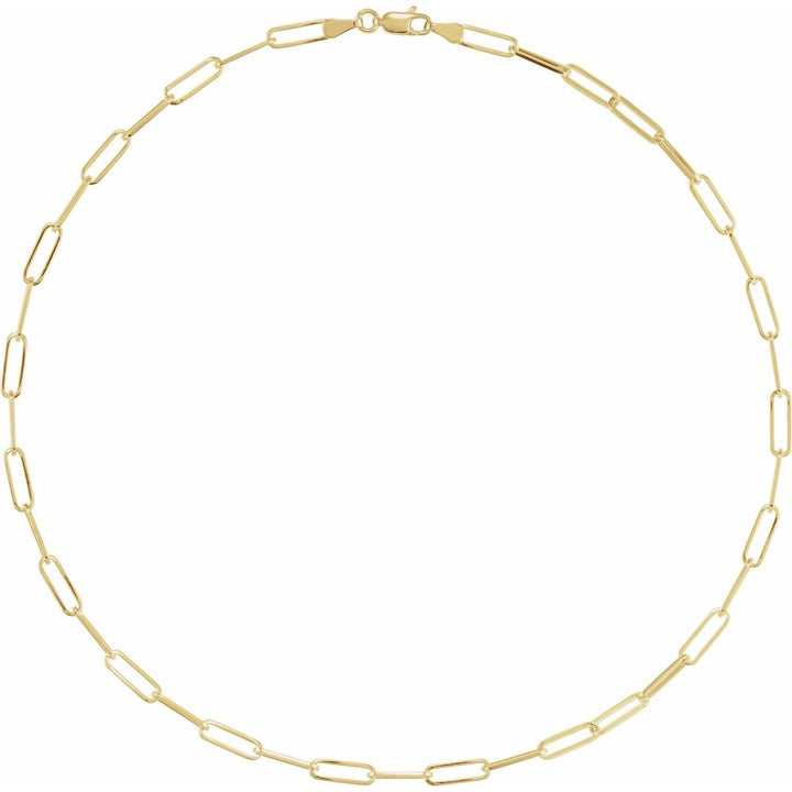Gold chain necklace on a white background