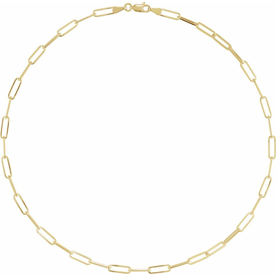 Gold chain necklace on a white background