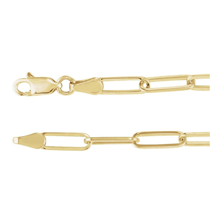 Gold chain with clasp on a white background