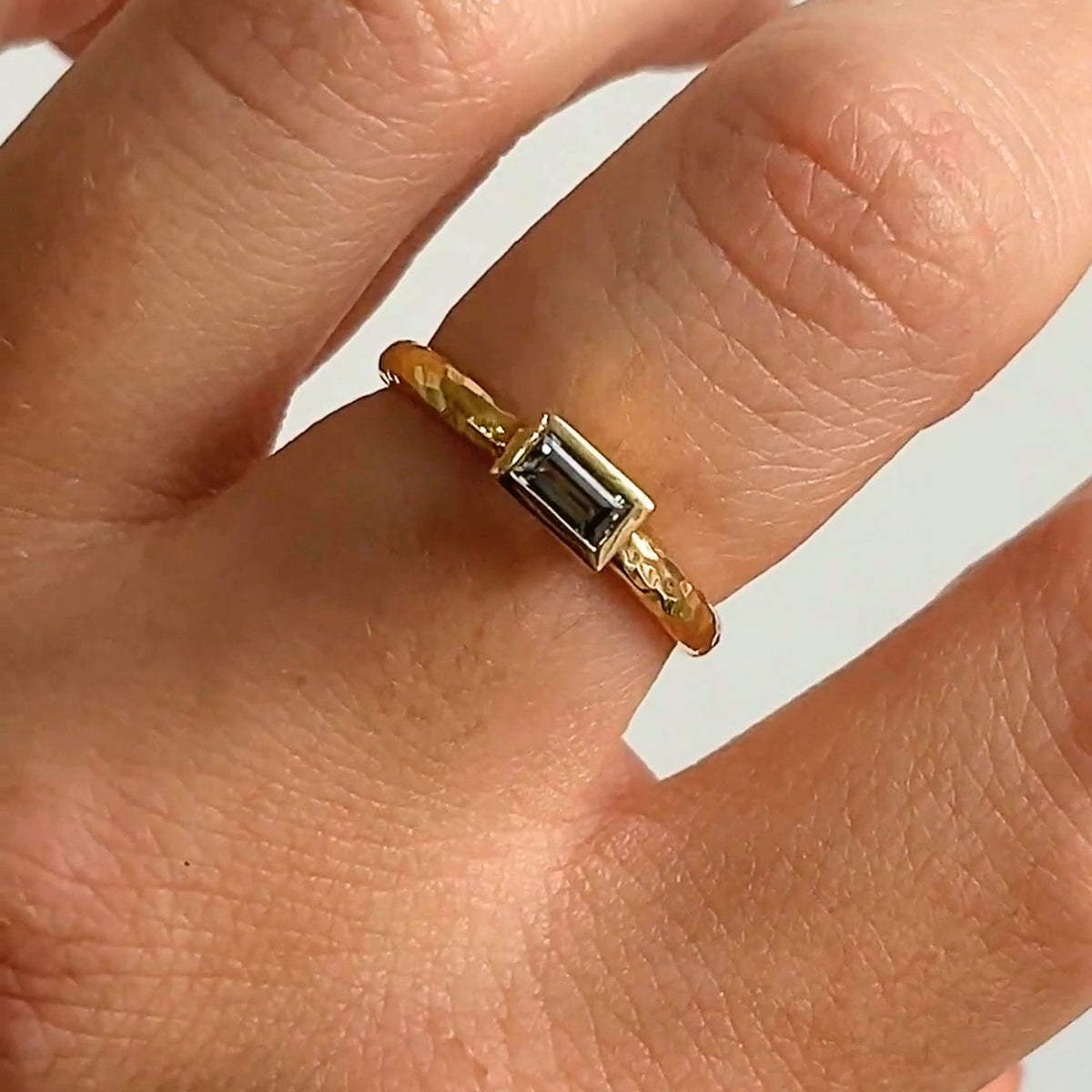 Big Sky Baguette Stacker Ring | Montana Sapphire in 14K Gold