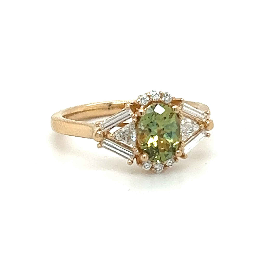Rare Green Montana Sapphire premium diamonds 18 karat gold custom engagement ring