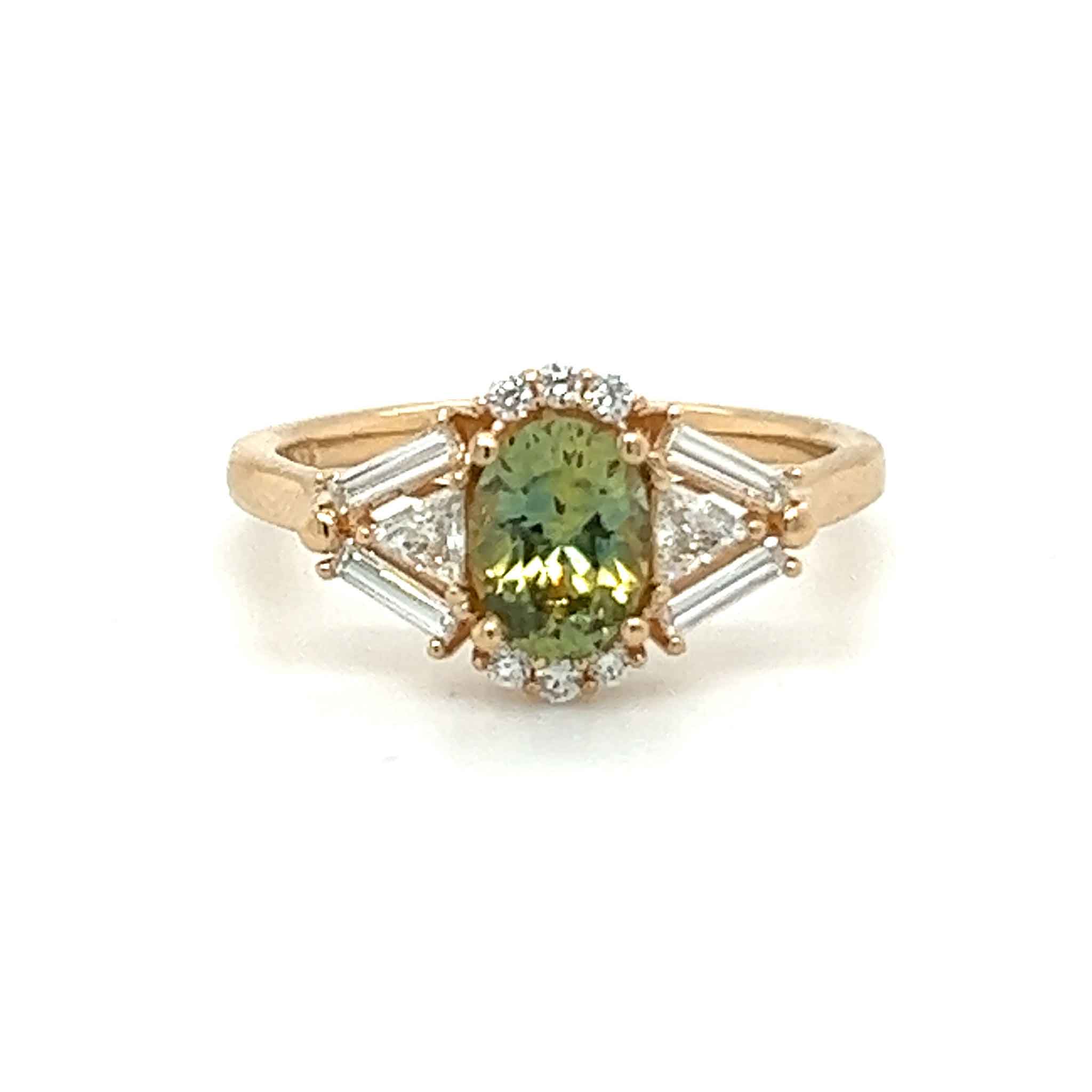 Rare Green Montana Sapphire premium diamonds 18 karat gold custom engagement ring