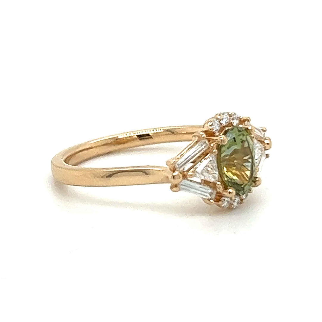 Rare Green Montana Sapphire premium diamonds 18 karat gold custom engagement ring