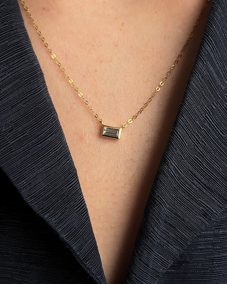 Big Sky Baguette Necklace | Montana Sapphire in 14K Gold