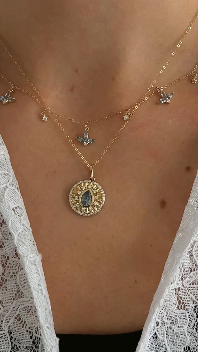 Vesper Station Necklace | Montana Sapphire in 14K Gold