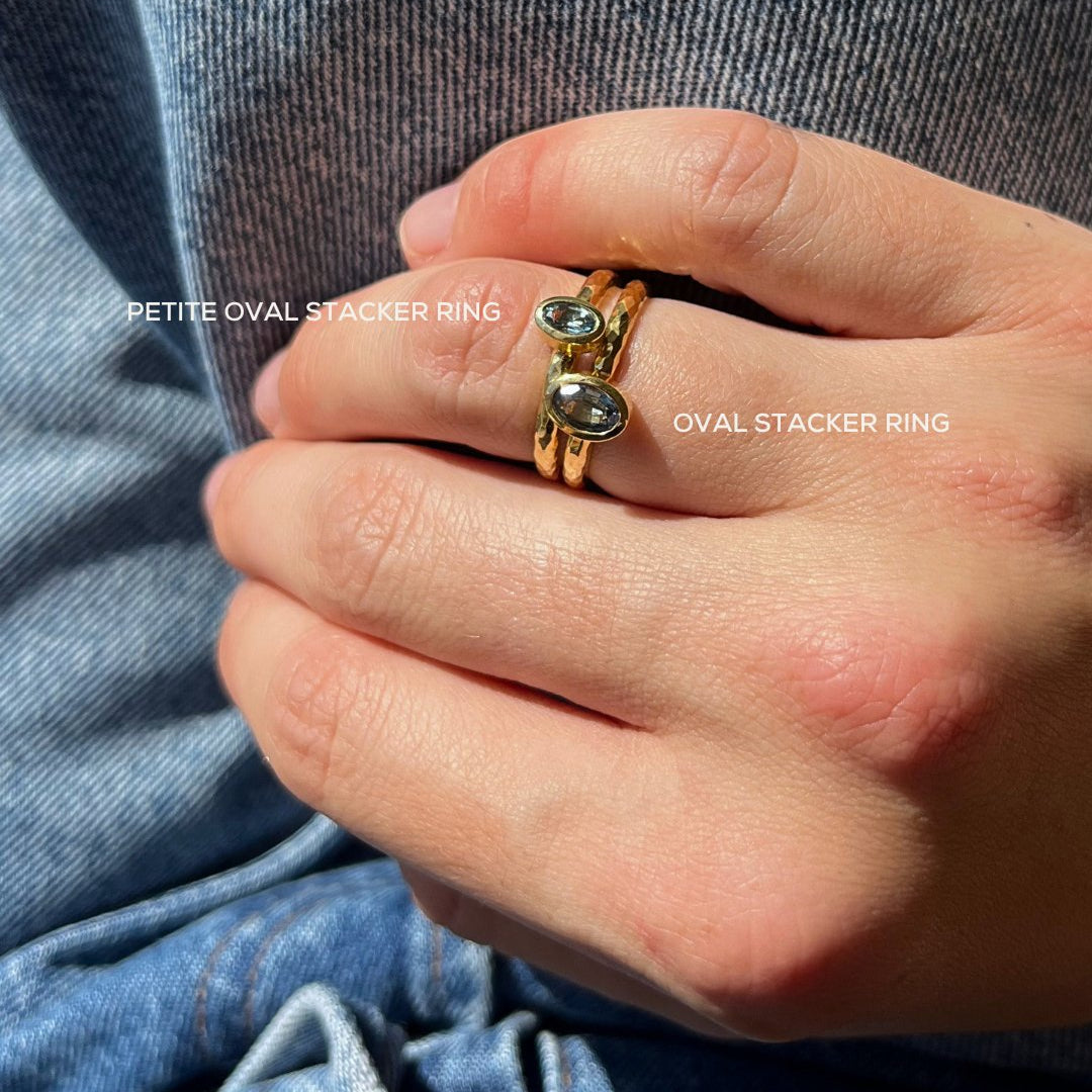 Big Sky Petite Oval Stacker Ring | Montana Sapphire in 14K Gold