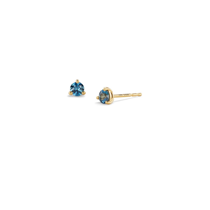 Big Sky Montana sapphire stud, solid 14K yellow gold, blue Montana sapphire, stud earring — Talismania