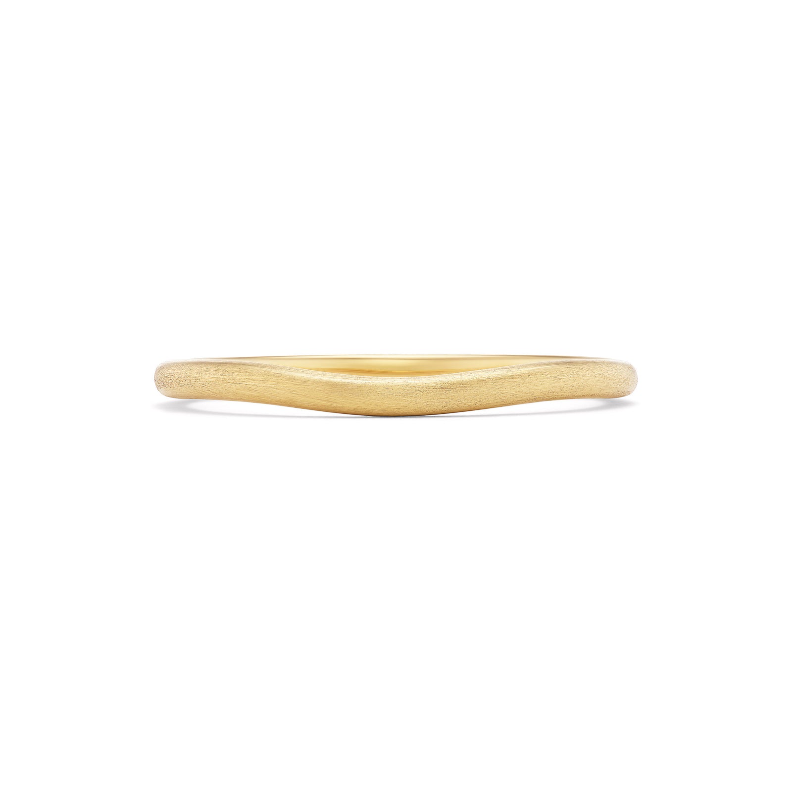 Gold curve band, solid 14K yellow gold, brushed finish with a domed contoured profile, front, ring — Talismania