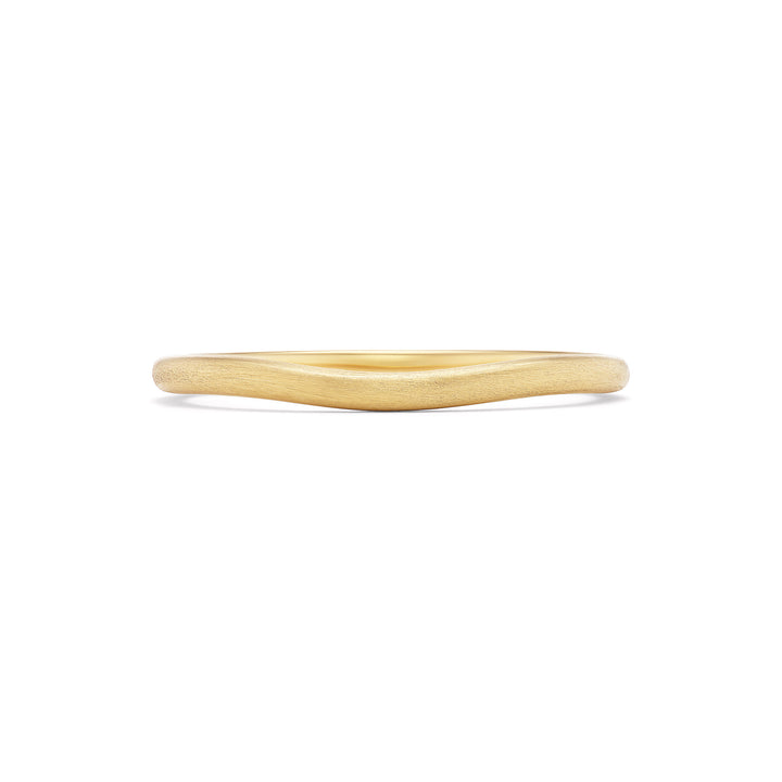 Gold curve band, solid 14K yellow gold, brushed finish with a domed contoured profile, front, ring — Talismania