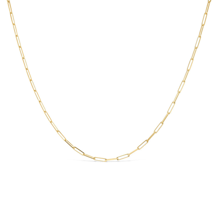 14K gold paperclip chain, solid 14K yellow gold, necklace — Talismania