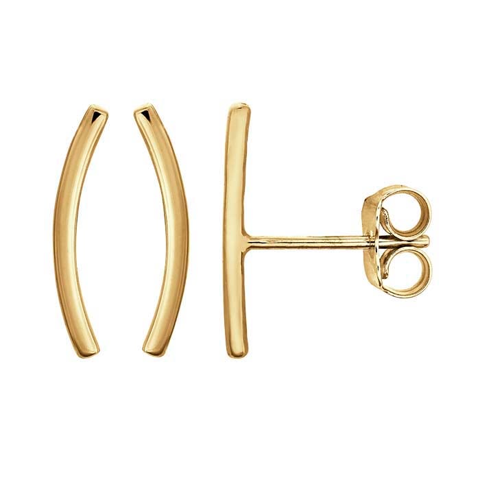 Golden Arc climber studs, solid 14K yellow gold, earrings — Talismania