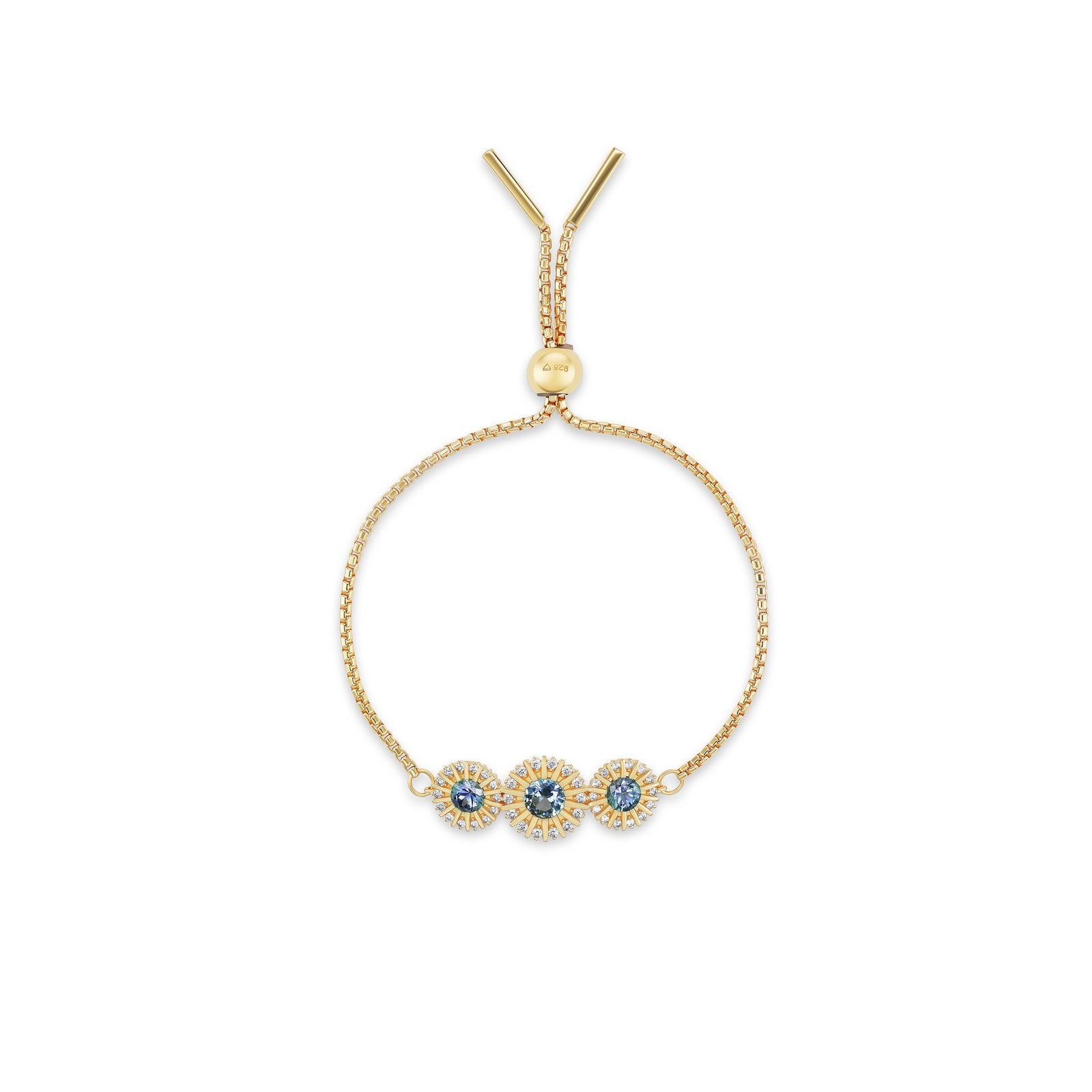 Headwaters bolo bracelet, solid 14K yellow gold, Montana sapphires, bracelet — Talismania