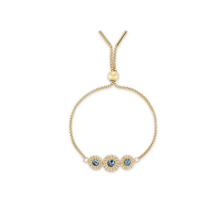 Headwaters bolo bracelet, solid 14K yellow gold, Montana sapphires, bracelet — Talismania
