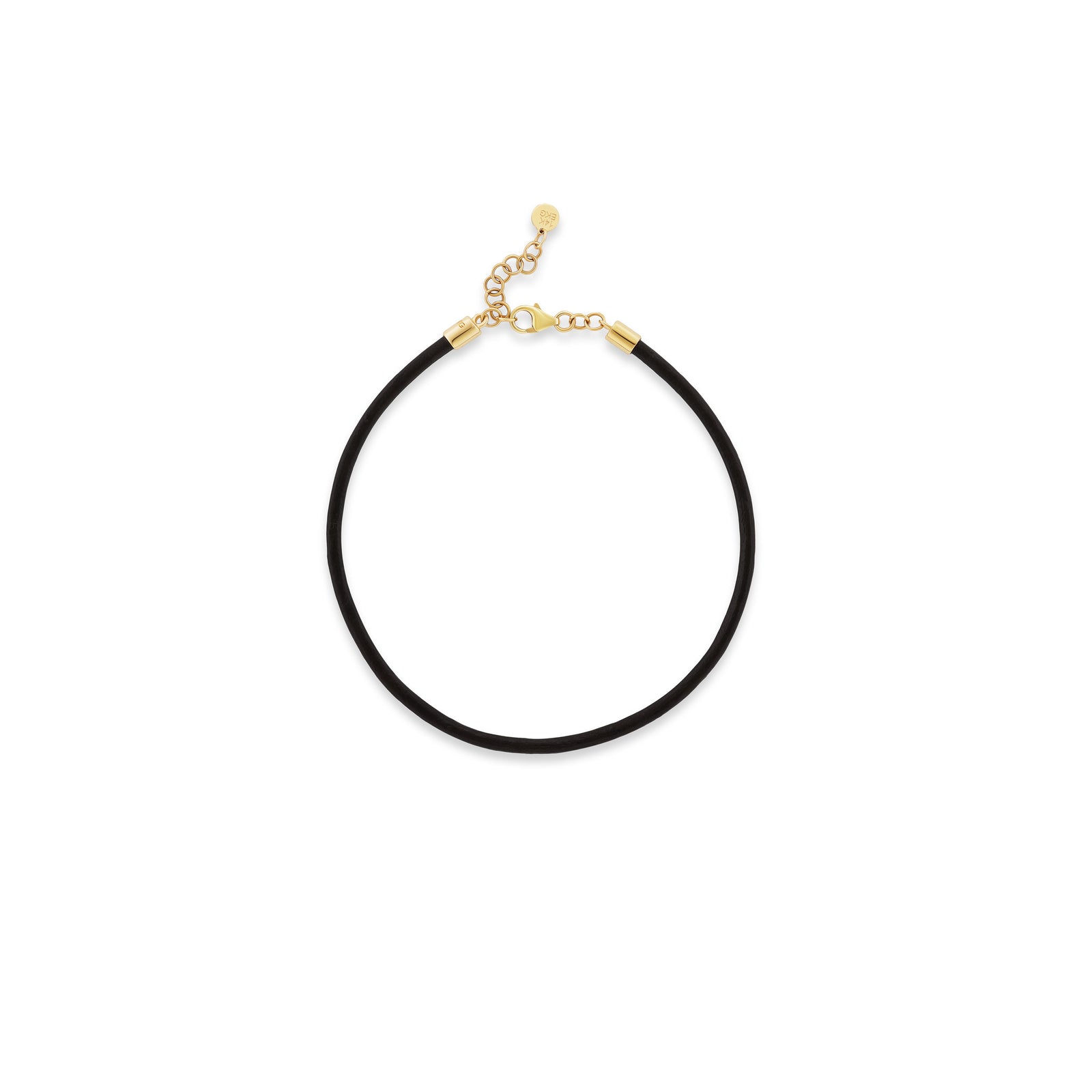 Leather cord bracelet, leather with solid 14K yellow gold end caps, clasp and extender, top, bracelet — Talismania