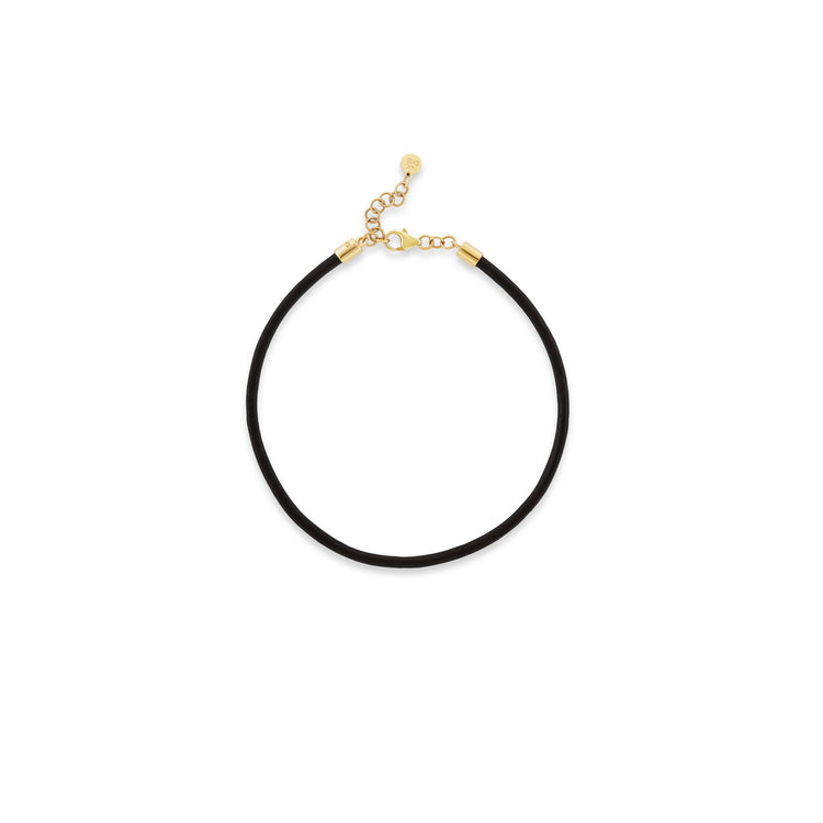 Leather cord bracelet, leather with solid 14K yellow gold end caps, clasp and extender, top, bracelet — Talismania