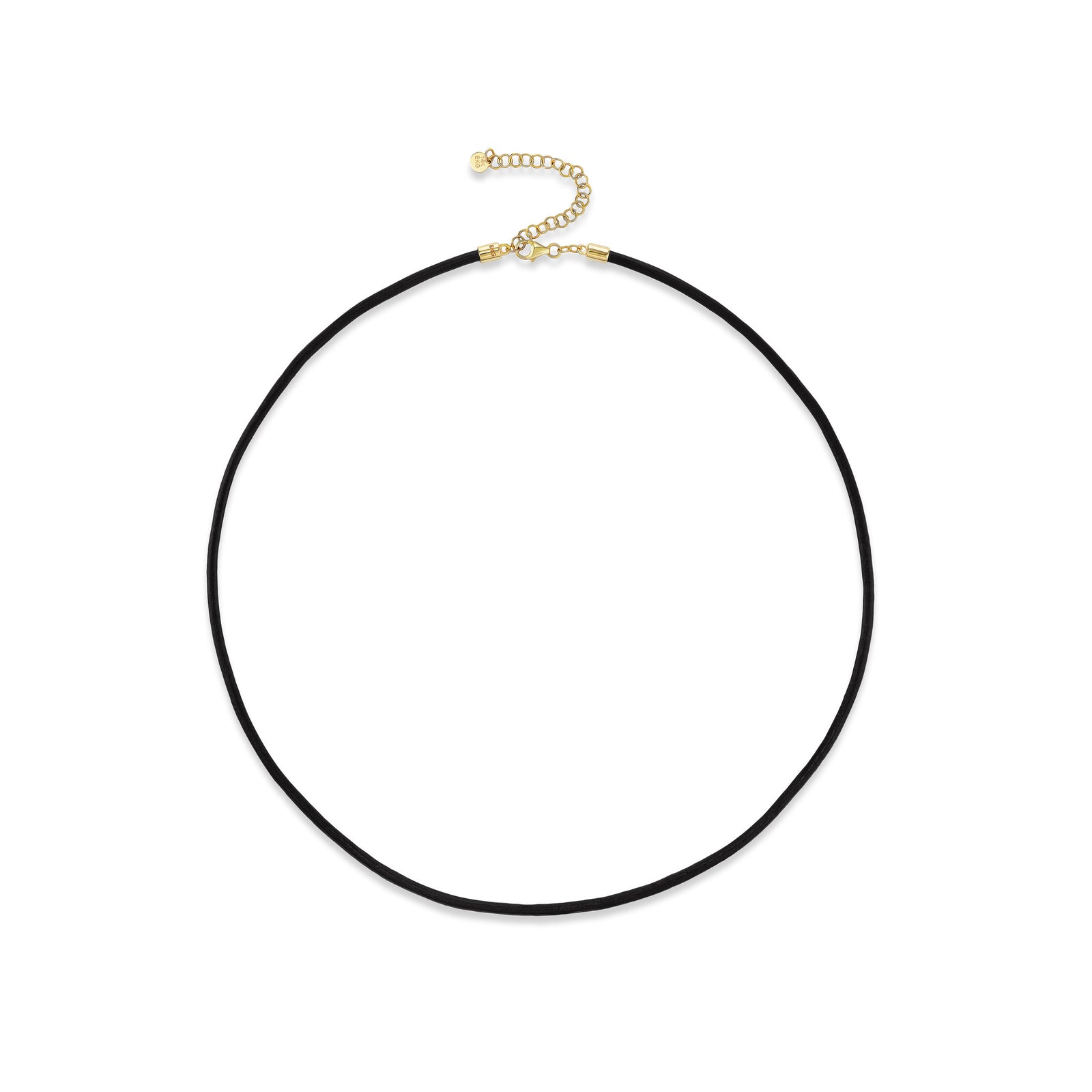 Leather cord necklace, leather with solid 14K yellow gold end caps, clasp and extender, top, necklace — Talismania