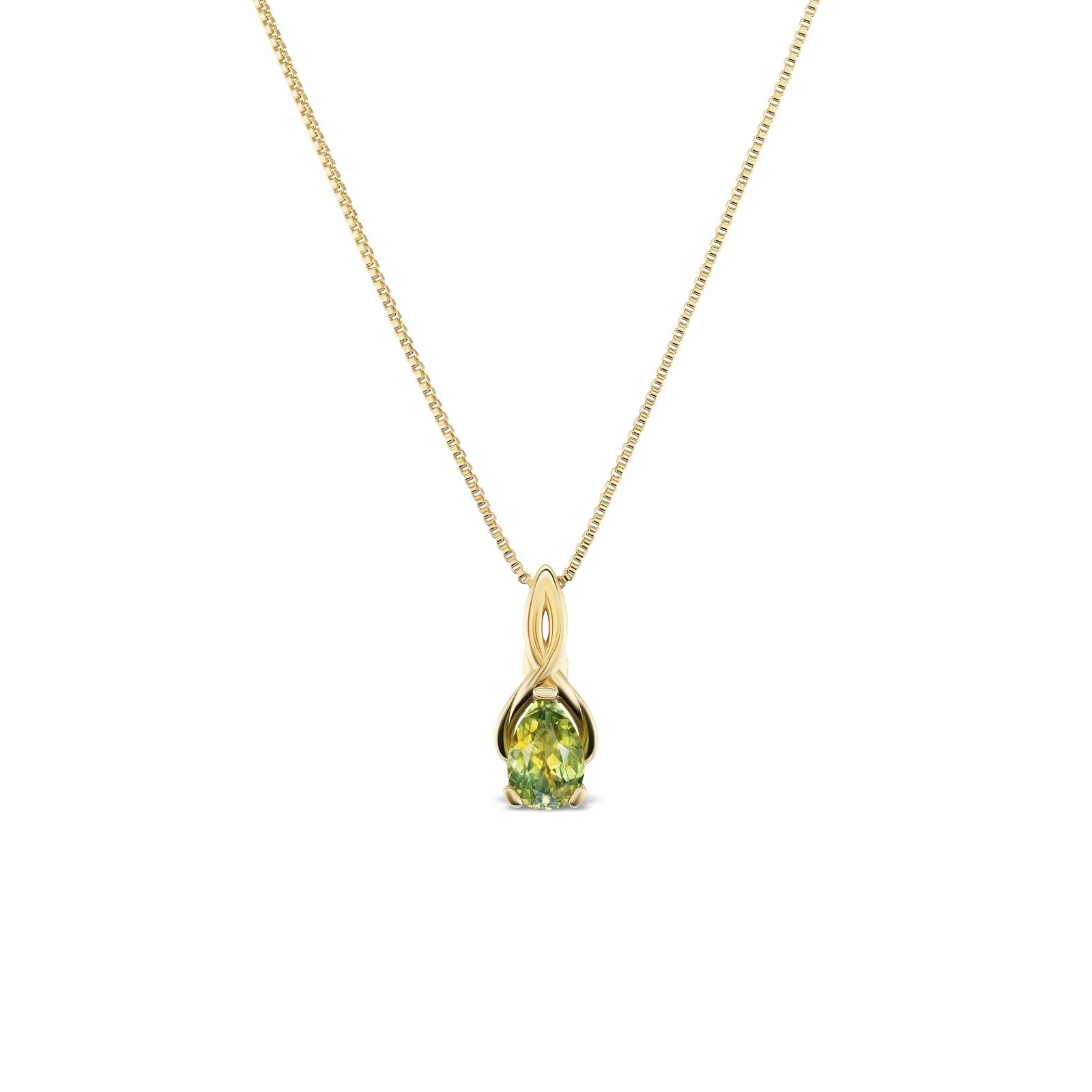 Vela pendant, solid 14K yellow gold, Montana sapphire, pendant — Talismania