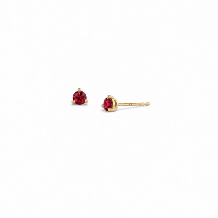 Wildfire ruby stud, solid 14K yellow gold, lab-created ruby, stud earring — Talismania